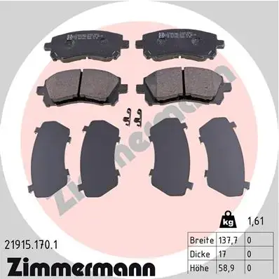 Передние тормозные колодки otto zimmermann gmbh 219151701