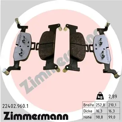 Передние тормозные колодки otto zimmermann gmbh 224029601