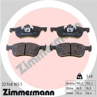 Передні тормозні (гальмівні) колодки otto Zimmermann GmbH 227481651