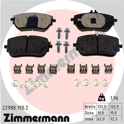 Передні тормозні (гальмівні) колодки Otto Zimmermann GmbH 229881902 (фото 1)