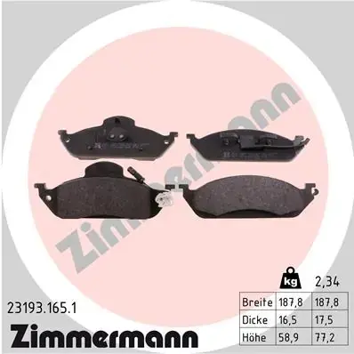 Передние тормозные колодки otto zimmermann gmbh 231931651