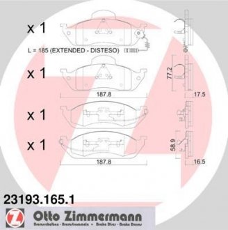 Передні тормозні (гальмівні) колодки otto Zimmermann GmbH 231931651