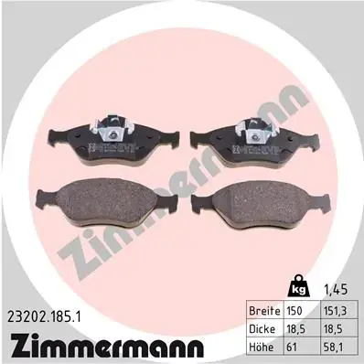 Передние тормозные колодки otto zimmermann gmbh 232021851