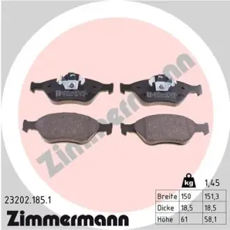Передние тормозные колодки otto zimmermann gmbh 232021851