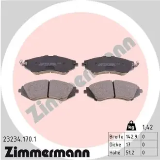 Передние тормозные колодки otto zimmermann gmbh 23234.170.1