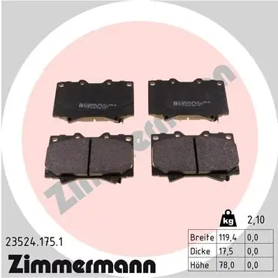 Передние тормозные колодки otto zimmermann gmbh 235241751