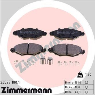 Передние тормозные колодки otto Zimmermann GmbH 235971801 на Пежо 306