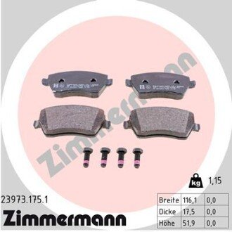 Передні тормозні (гальмівні) колодки otto Zimmermann GmbH 239731751 на Рено Дастер