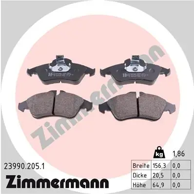 Передние тормозные колодки otto zimmermann gmbh 239902051