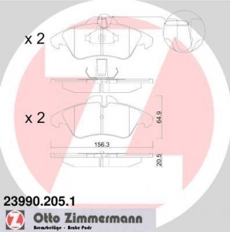 Передние тормозные колодки otto Zimmermann GmbH 239902051