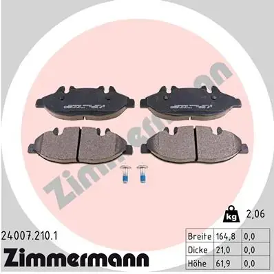 Передние тормозные колодки otto zimmermann gmbh 24007.210.1