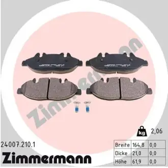 Передні тормозні (гальмівні) колодки Otto Zimmermann GmbH 24007.210.1