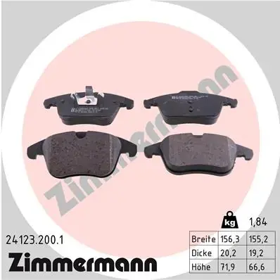 Передні тормозні (гальмівні) колодки Otto Zimmermann GmbH 241232001 (фото 1)