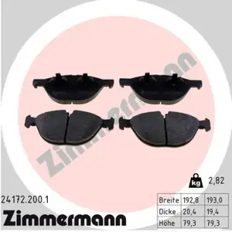 Передние тормозные колодки otto zimmermann gmbh 241722001