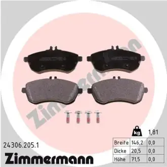Передні тормозні (гальмівні) колодки Otto Zimmermann GmbH 24306.205.1