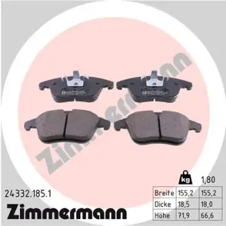 Передние тормозные колодки otto zimmermann gmbh 24332.185.1