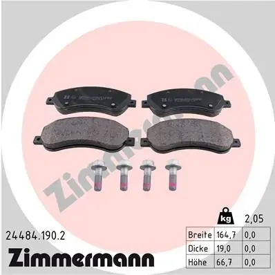 Передние тормозные колодки otto zimmermann gmbh 24484.190.2