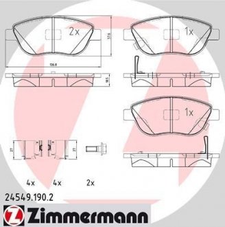 Передні тормозні (гальмівні) колодки otto Zimmermann GmbH 245491902