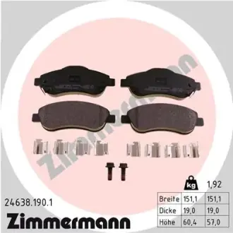 Передние тормозные колодки otto zimmermann gmbh 24638.190.1