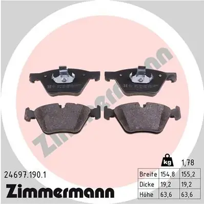 Передние тормозные колодки otto zimmermann gmbh 24697.190.1