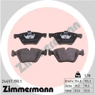 Передние тормозные колодки otto zimmermann gmbh 24697.190.1