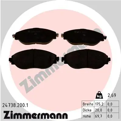 Передні тормозні (гальмівні) колодки Otto Zimmermann GmbH 247382001 (фото 1)
