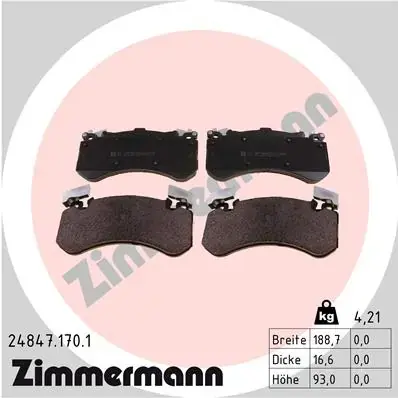 Передние тормозные колодки otto zimmermann gmbh 24847.170.1