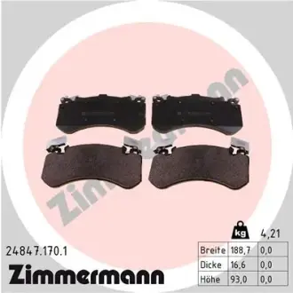Передні тормозні (гальмівні) колодки Otto Zimmermann GmbH 24847.170.1