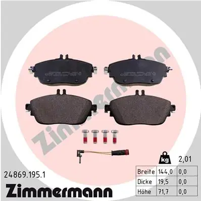 Передні тормозні (гальмівні) колодки Otto Zimmermann GmbH 24869.195.1 (фото 1)