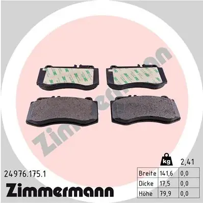 Передние тормозные колодки otto zimmermann gmbh 249761751