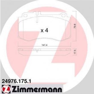 Передні тормозні (гальмівні) колодки otto Zimmermann GmbH 249761751