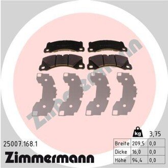 Передні тормозні (гальмівні) колодки otto Zimmermann GmbH 25007.168.1