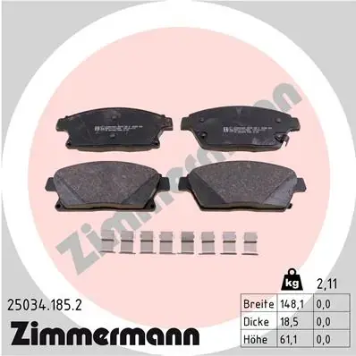 Передние тормозные колодки otto zimmermann gmbh 250341852
