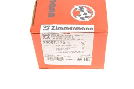 Передні тормозні (гальмівні) колодки otto Zimmermann GmbH 25087.170.1