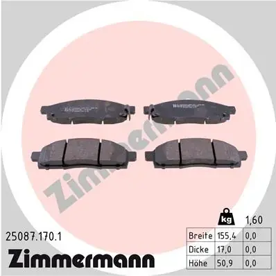 Передние тормозные колодки otto zimmermann gmbh 25087.170.1