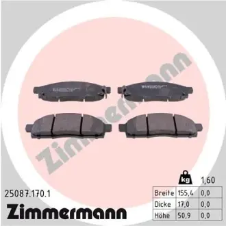 Передні тормозні (гальмівні) колодки Otto Zimmermann GmbH 25087.170.1