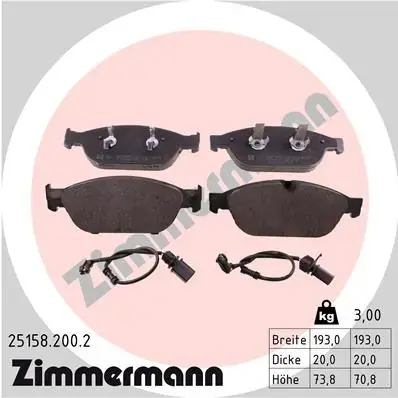 Передні тормозні (гальмівні) колодки Otto Zimmermann GmbH 251582002 (фото 1)