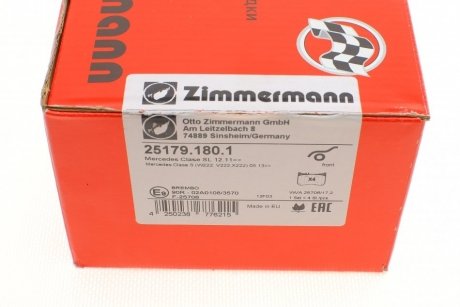 Передні тормозні (гальмівні) колодки otto Zimmermann GmbH 25179.180.1