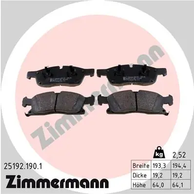 Передние тормозные колодки otto zimmermann gmbh 251921901