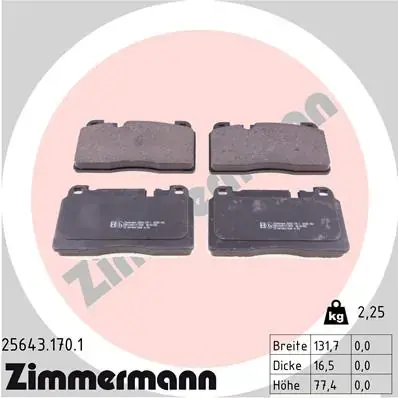 Передні тормозні (гальмівні) колодки Otto Zimmermann GmbH 25643.170.1 (фото 1)