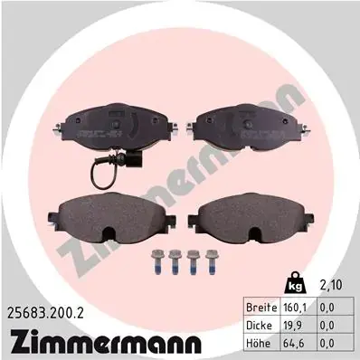 Передні тормозні (гальмівні) колодки Otto Zimmermann GmbH 25683.200.2 (фото 1)
