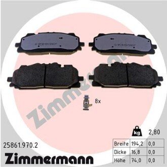 Передні тормозні (гальмівні) колодки otto Zimmermann GmbH 258619702