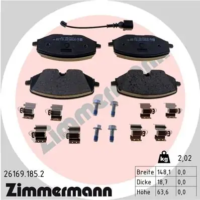 Передні тормозні (гальмівні) колодки Otto Zimmermann GmbH 261691852 (фото 1)