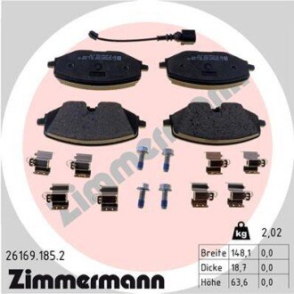 Передние тормозные колодки otto Zimmermann GmbH 261691852 на Ауди A3 8Y