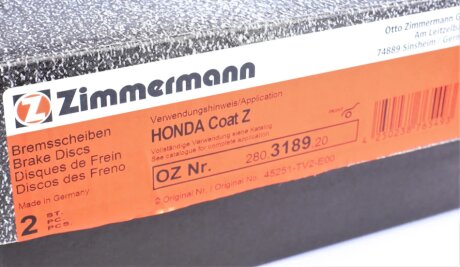 Шланг тормозной передний otto Zimmermann GmbH 280318920