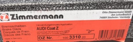 Тормозной диск otto Zimmermann GmbH 100331020