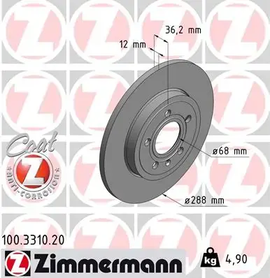 Тормозной диск otto zimmermann gmbh 100.3310.20