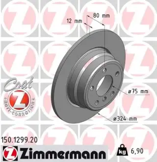 Гальмівний диск Otto Zimmermann GmbH 150.1299.20