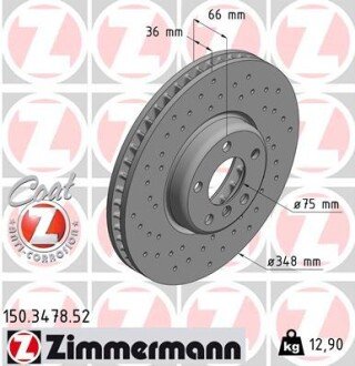 Гальмівний диск otto Zimmermann GmbH 150347852 на Бмв 5 серии