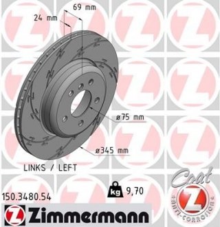 Вентильований гальмівний диск otto Zimmermann GmbH 150.3480.54